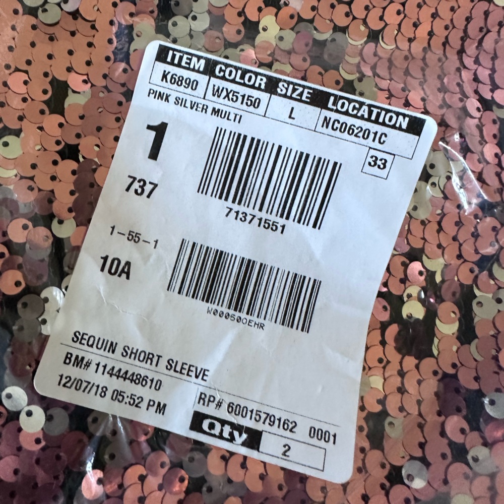 Universal Standard x J.Crew T-Shirt Dress V-neck NYE Date Night Pink Sequin LG - Picture 12 of 17